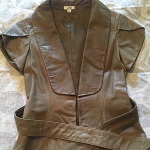 Caché Tan Leather Jacket sz 6